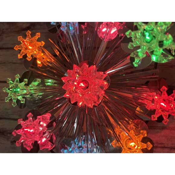 PAIR Christmas Wall Hanging Tree Toppers Snowflake Decor Multicolored Lights 6” - Picture 10 of 15
